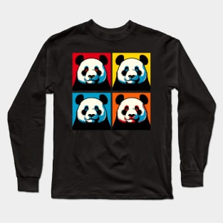 Pop Closed Eyes Panda - Funny Panda Art Long Sleeve T-Shirt